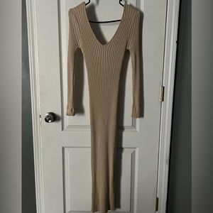 Off the shoulder long sleeve maxi sweater dress